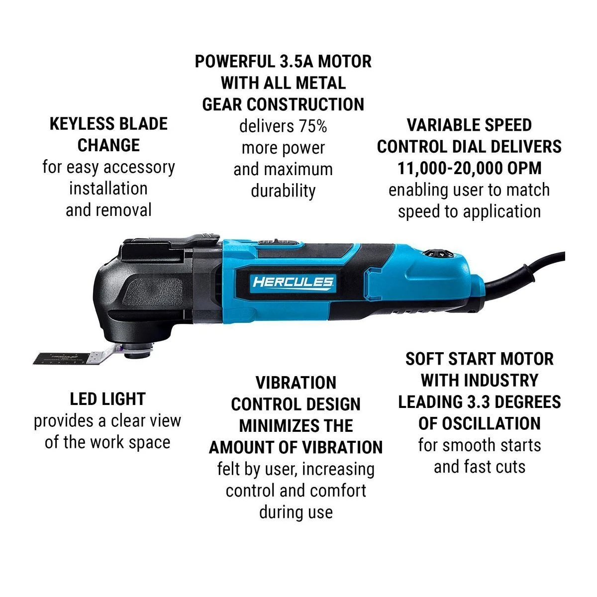 Hot Sale 🎁 HERCULES 3.5 Amp Variable Speed Oscillating Multi-Tool 🤩 5 Hot Sale 🎁 HERCULES 3.5 Amp Variable Speed Oscillating Multi-Tool 🤩 - Image 3