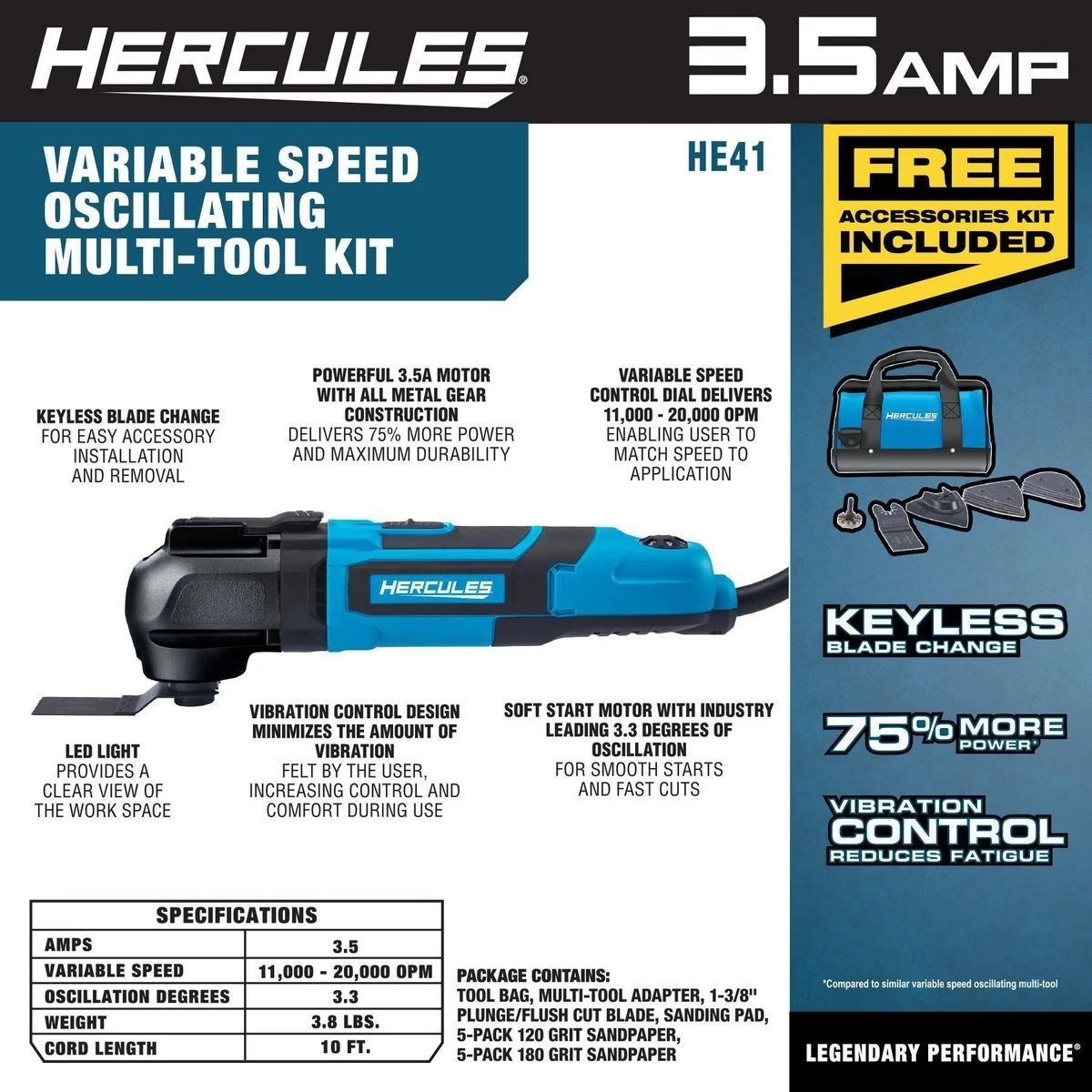 Hot Sale 🎁 HERCULES 3.5 Amp Variable Speed Oscillating Multi-Tool 🤩 6 Hot Sale 🎁 HERCULES 3.5 Amp Variable Speed Oscillating Multi-Tool 🤩 - Image 4