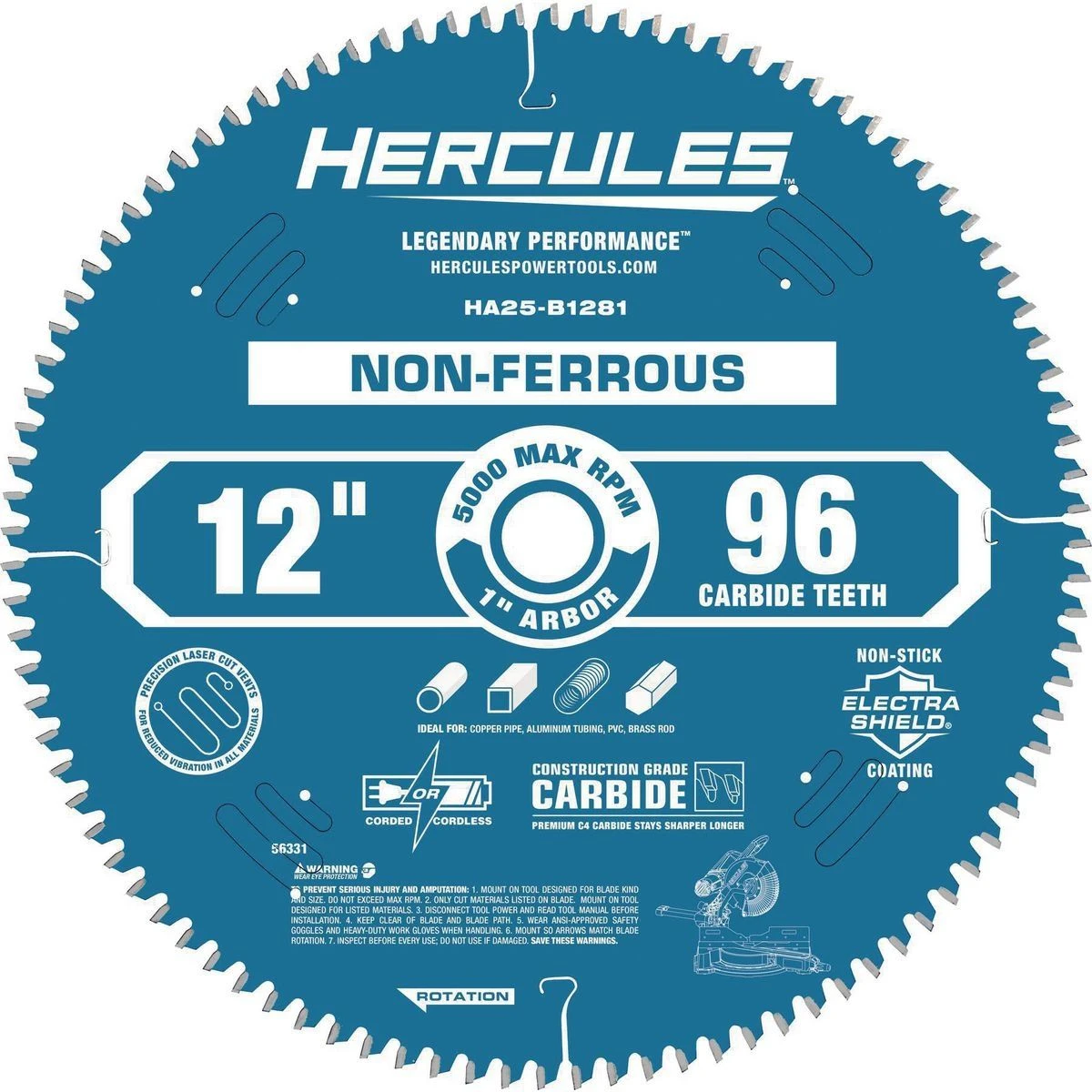 Brand new ๐งจ HERCULES 12 in., 96T Laminate/Plastics/Non-Ferrous Metal Cutting Miter Saw Blade โญ 3 Brand new ๐งจ HERCULES 12 in., 96T Laminate/Plastics/Non-Ferrous Metal Cutting Miter Saw Blade โญ