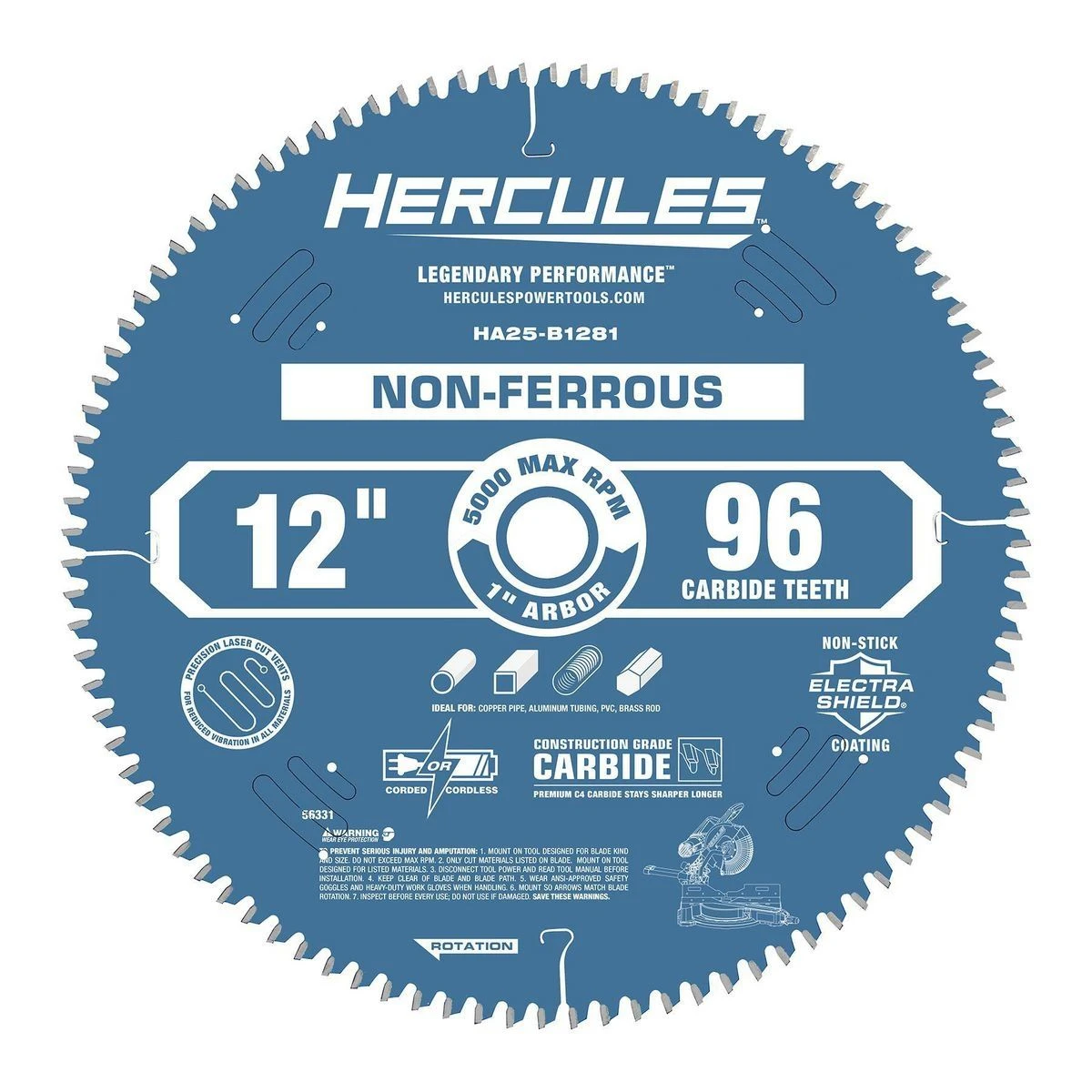 Brand new ๐งจ HERCULES 12 in., 96T Laminate/Plastics/Non-Ferrous Metal Cutting Miter Saw Blade โญ 4 Brand new ๐งจ HERCULES 12 in., 96T Laminate/Plastics/Non-Ferrous Metal Cutting Miter Saw Blade โญ - Image 2