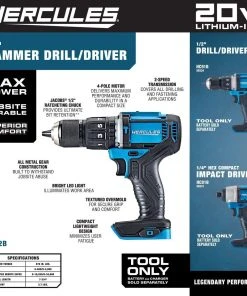 Best deal ๐ HERCULES 20V Cordless 1/2 in. Compact Variable Speed โ๏ธ Hammer Drill/Driver - Tool Only โค๏ธ 18 Best deal ๐ HERCULES 20V Cordless 1/2 in. Compact Variable Speed โ๏ธ Hammer Drill/Driver - Tool Only โค๏ธ -Outlet The Power Tool Hub Store 56533 W2SS