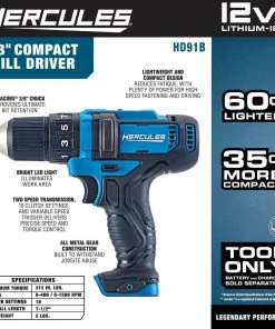 Best Sale 😍 HERCULES 12V Cordless 3/8 in. Compact Drill/Driver - Tool Only 🔔 21 Best Sale 😍 HERCULES 12V Cordless 3/8 in. Compact Drill/Driver - Tool Only 🔔 -Outlet The Power Tool Hub Store 56563 W2SS