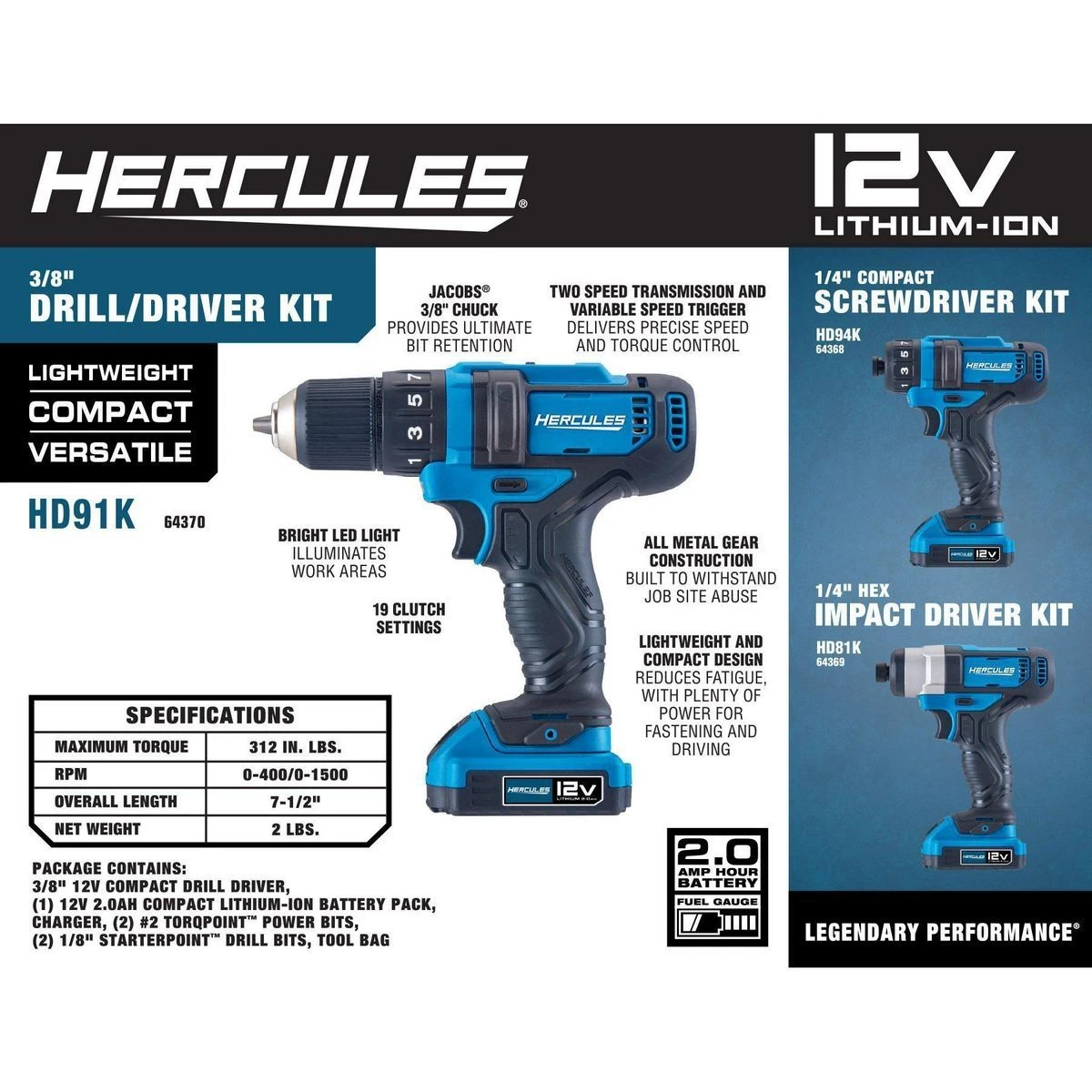 Best Sale 😍 HERCULES 12V Cordless 3/8 in. Compact Drill/Driver - Tool Only 🔔 15 Best Sale 😍 HERCULES 12V Cordless 3/8 in. Compact Drill/Driver - Tool Only 🔔 - Image 13