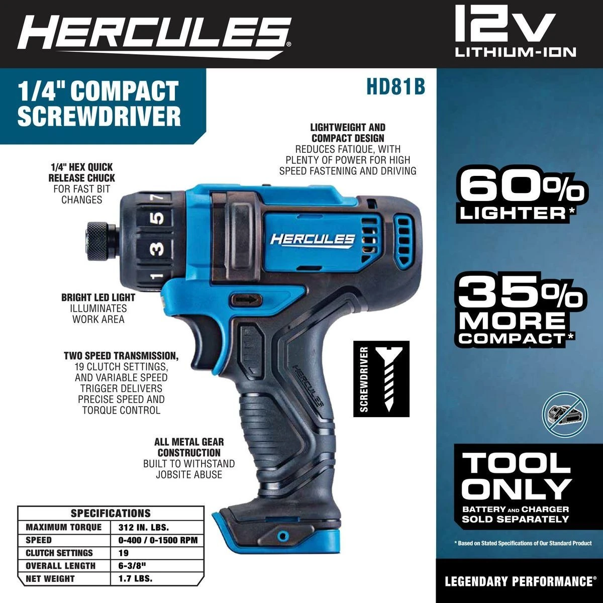 Cheapest ⌛ HERCULES 12V Cordless 1/4 in. Hex Compact Screwdriver - Tool Only ⌛ 5 Cheapest ⌛ HERCULES 12V Cordless 1/4 in. Hex Compact Screwdriver - Tool Only ⌛ - Image 5