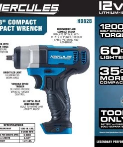 Best deal ⌛ HERCULES 12V Cordless 3/8 in. Compact Impact 😉 Wrench, Blue - Tool Only ✨ -Outlet The Power Tool Hub Store 56565 W2SS