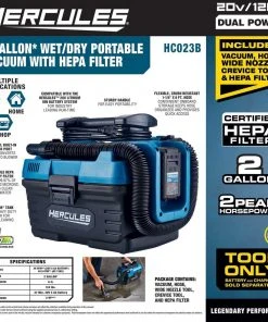 Buy 🎁 HERCULES 20V/120V Dual Power 2 Gallon Wet/Dry Portable Vacuum - Tool Only ⌛ -Outlet The Power Tool Hub Store 56789 W2SS