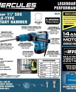 Buy ❤️ HERCULES 14 Amp 1-7/8 in. SDS Max-Type Variable Speed Rotary 💯 Hammer with Maximum Vibration Control 👍 -Outlet The Power Tool Hub Store 56845 W2SS