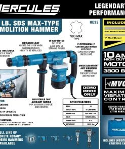 Outlet ⌛ HERCULES 10 Amp 12 lb. SDS Max-Type Demolition 🎉 Hammer with Maximum Vibration Control 👏 -Outlet The Power Tool Hub Store 56846 W2SS