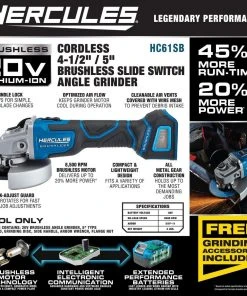 Wholesale 💯 HERCULES 20V Brushless Cordless 4-1/2 in. / 5 in. Slide Switch Angle Grinder - Tool Only 😉 -Outlet The Power Tool Hub Store 56903 W2SS