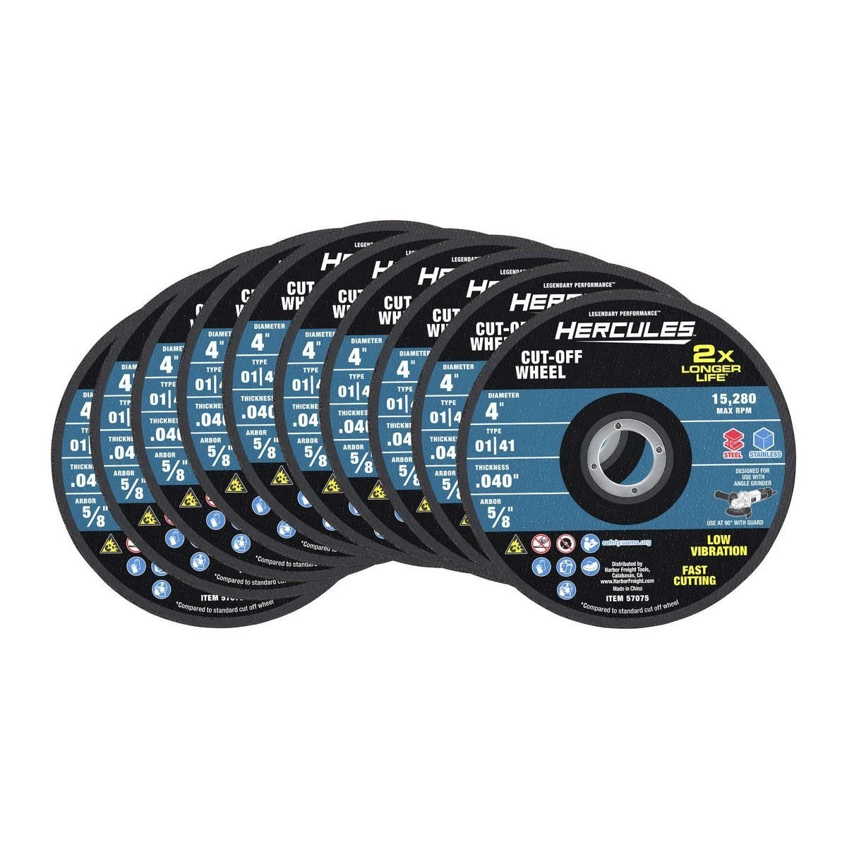 Outlet ✔️ HERCULES 4 in. x .040 in. x 5/8 in. Type 01/41 Metal Cut-off Wheel 10 Pk. ⭐ 4 Outlet ✔️ HERCULES 4 in. x .040 in. x 5/8 in. Type 01/41 Metal Cut-off Wheel 10 Pk. ⭐ - Image 2
