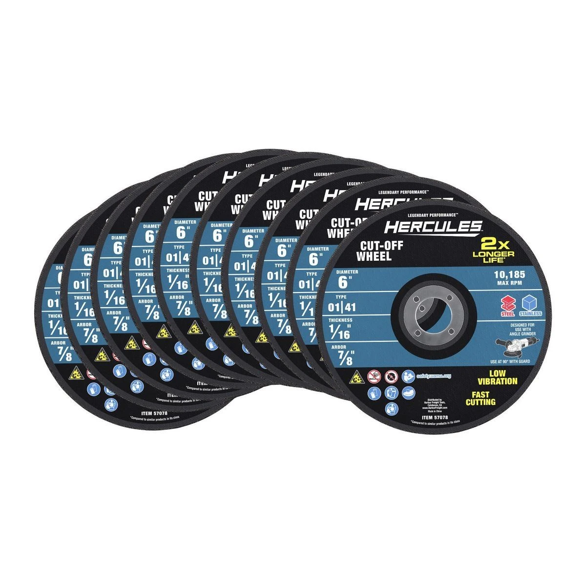 New π₯° HERCULES 6 in. x 1/16 in. x 7/8 in. Type 01/41 Metal Cut-off Wheel 10 Pk. π 4 New π₯° HERCULES 6 in. x 1/16 in. x 7/8 in. Type 01/41 Metal Cut-off Wheel 10 Pk. π - Image 2