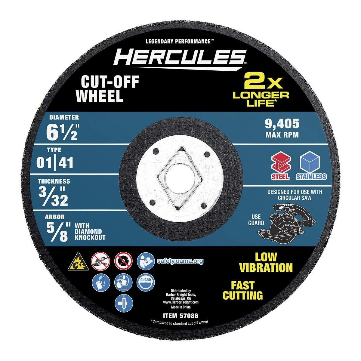 Best Pirce π HERCULES 6-1/2 in. x 3/32 in. x 5/8 in. Type 01/41 Metal Cut-off Wheel π 4 Best Pirce π HERCULES 6-1/2 in. x 3/32 in. x 5/8 in. Type 01/41 Metal Cut-off Wheel π - Image 2