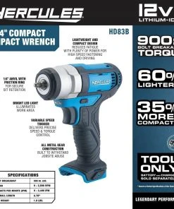 Promo ✨ HERCULES 12V Cordless 1/4 in. Compact Impact Wrench - Tool Only 😍 19 Promo ✨ HERCULES 12V Cordless 1/4 in. Compact Impact Wrench - Tool Only 😍 -Outlet The Power Tool Hub Store 57242 W2SS