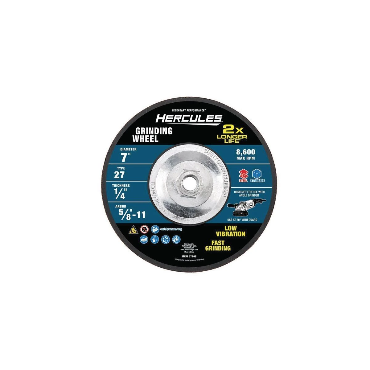 Brand new ❤️ HERCULES 7 in. x 1/4 in. x 5/8 in.-11 Type 27 Metal Grinding Wheel ✨ 3 Brand new ❤️ HERCULES 7 in. x 1/4 in. x 5/8 in.-11 Type 27 Metal Grinding Wheel ✨