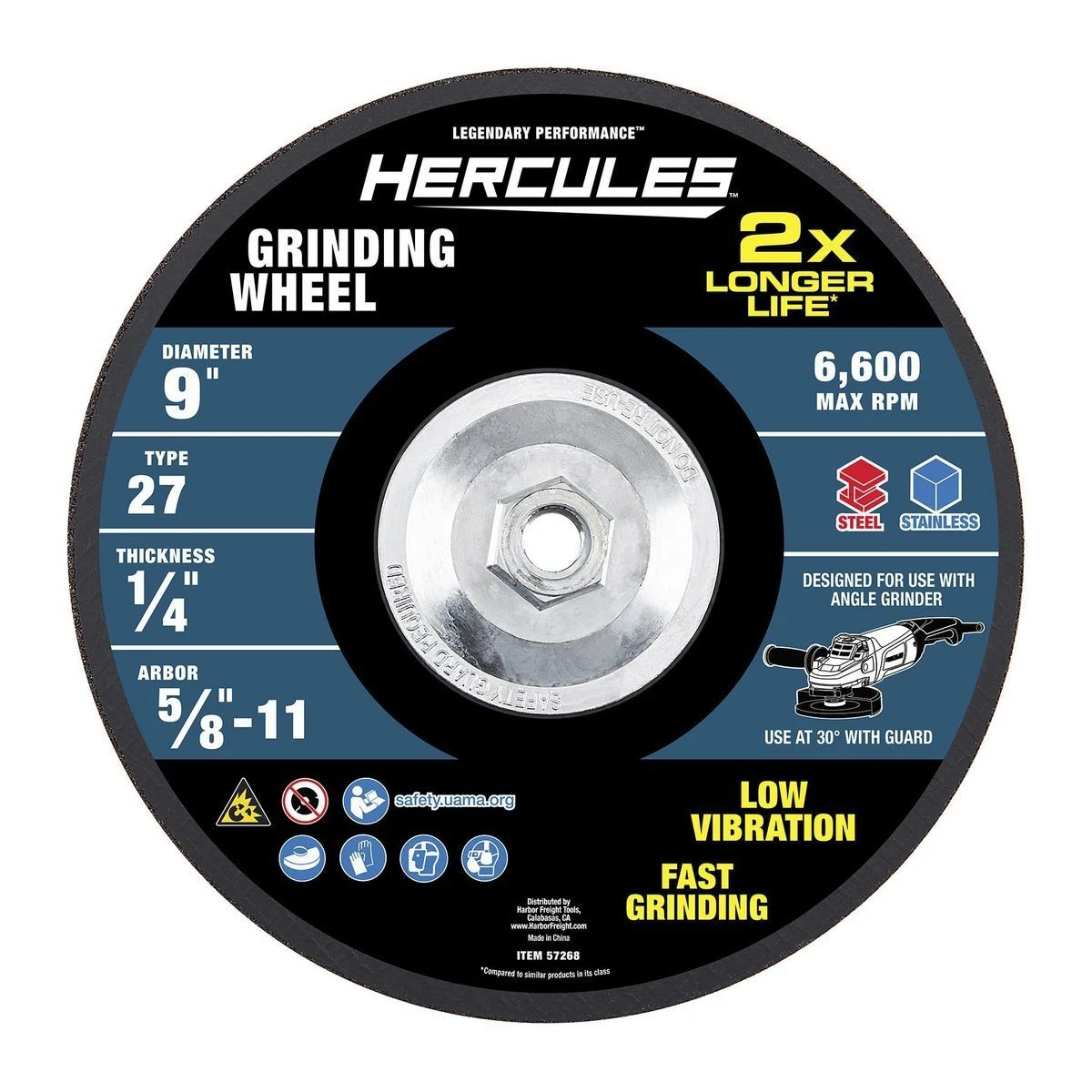 Cheapest ๐ HERCULES 9 in. x 1/4 in. x 5/8-11 in. Type 27 Metal Grinding Wheel โค๏ธ 4 Cheapest ๐ HERCULES 9 in. x 1/4 in. x 5/8-11 in. Type 27 Metal Grinding Wheel โค๏ธ - Image 2