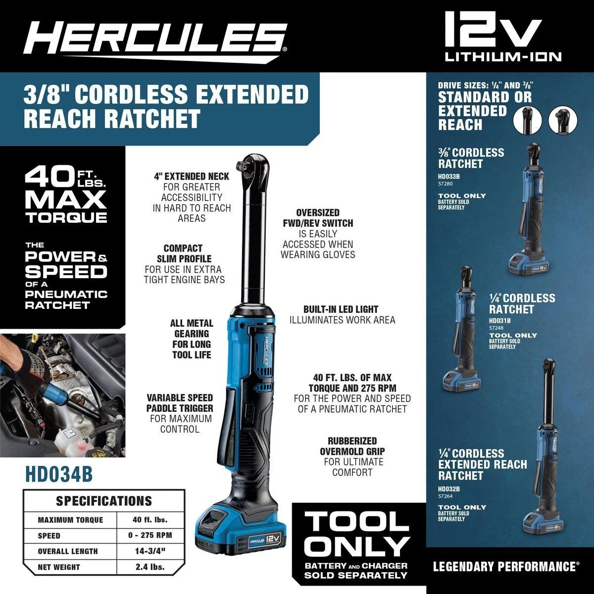 Outlet ๐ HERCULES 12V Cordless 3/8 in. Extended Reach Ratchet - Tool Only ๐คฉ 7 Outlet ๐ HERCULES 12V Cordless 3/8 in. Extended Reach Ratchet - Tool Only ๐คฉ - Image 5