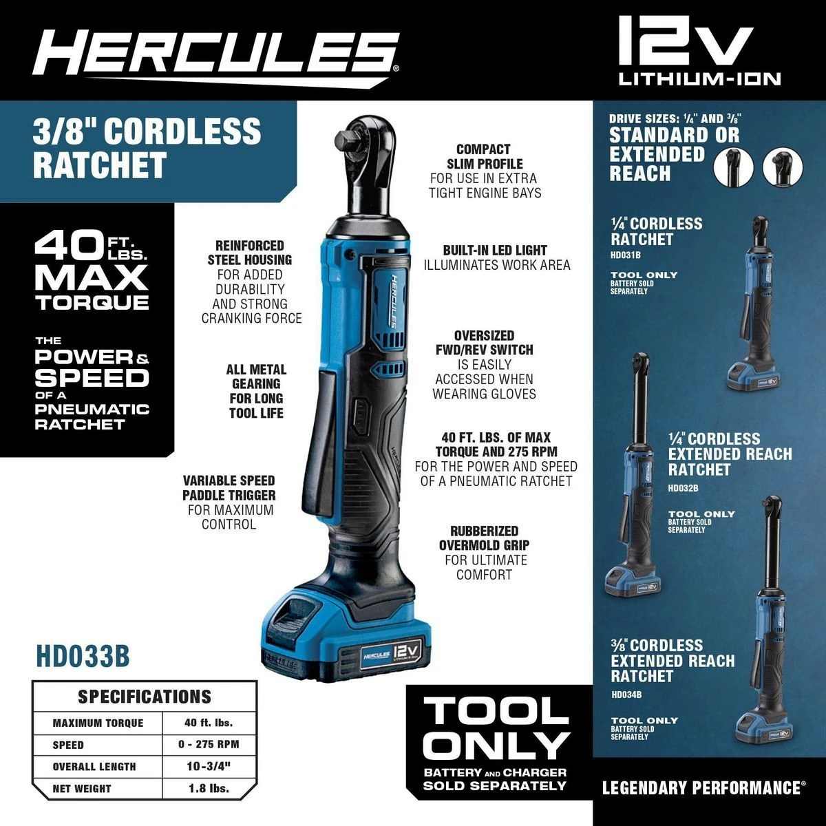 Best Pirce 😍 HERCULES 12V Cordless 3/8 in. Ratchet - Tool Only 👏 7 Best Pirce 😍 HERCULES 12V Cordless 3/8 in. Ratchet - Tool Only 👏 - Image 5