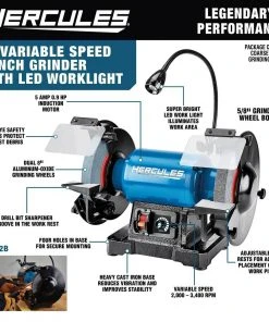 Best Pirce 🥰 HERCULES 8 in. Variable Speed Bench Grinder with LED Worklight 😉 -Outlet The Power Tool Hub Store 57285 W2SS