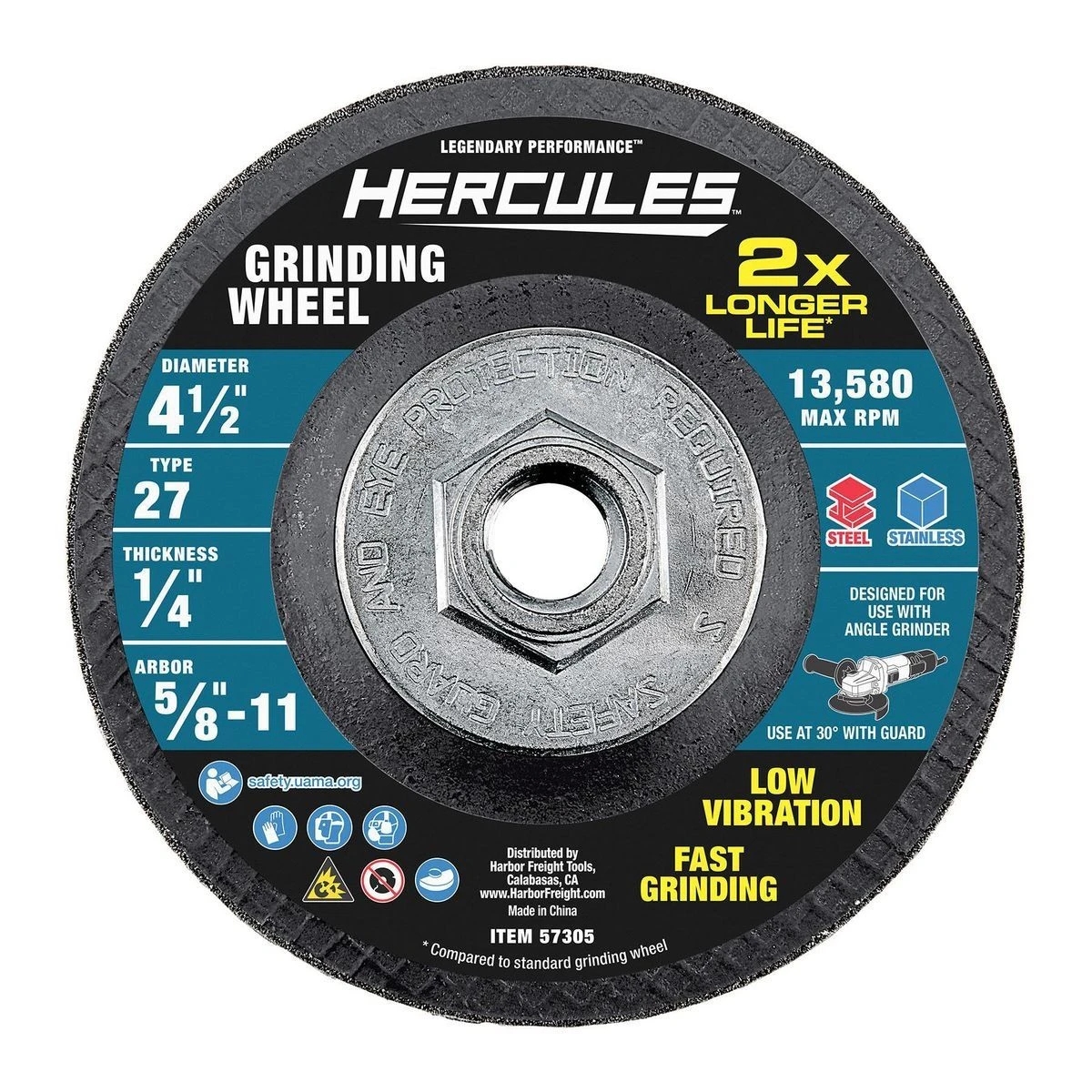 Coupon ๐ HERCULES 4-1/2 in. x 1/4 in. x 5/8 in.-11 Type 27 Metal Grinding Wheel โจ 4 Coupon ๐ HERCULES 4-1/2 in. x 1/4 in. x 5/8 in.-11 Type 27 Metal Grinding Wheel โจ - Image 2