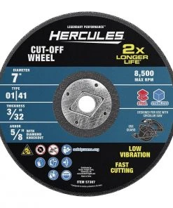 Deals 🥰 HERCULES 7 in. x 3/32 in. x 5/8 in. Type 01/41 Metal Cut-off Wheel 😍 6 Deals 🥰 HERCULES 7 in. x 3/32 in. x 5/8 in. Type 01/41 Metal Cut-off Wheel 😍 -Outlet The Power Tool Hub Store 57307 W3