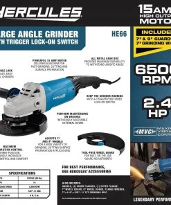 Brand new ✨ HERCULES 15 Amp 7 in./9 in. Trigger Grip Angle Grinder ✨ 15 Brand new ✨ HERCULES 15 Amp 7 in./9 in. Trigger Grip Angle Grinder ✨ -Outlet The Power Tool Hub Store 57363 W2SS