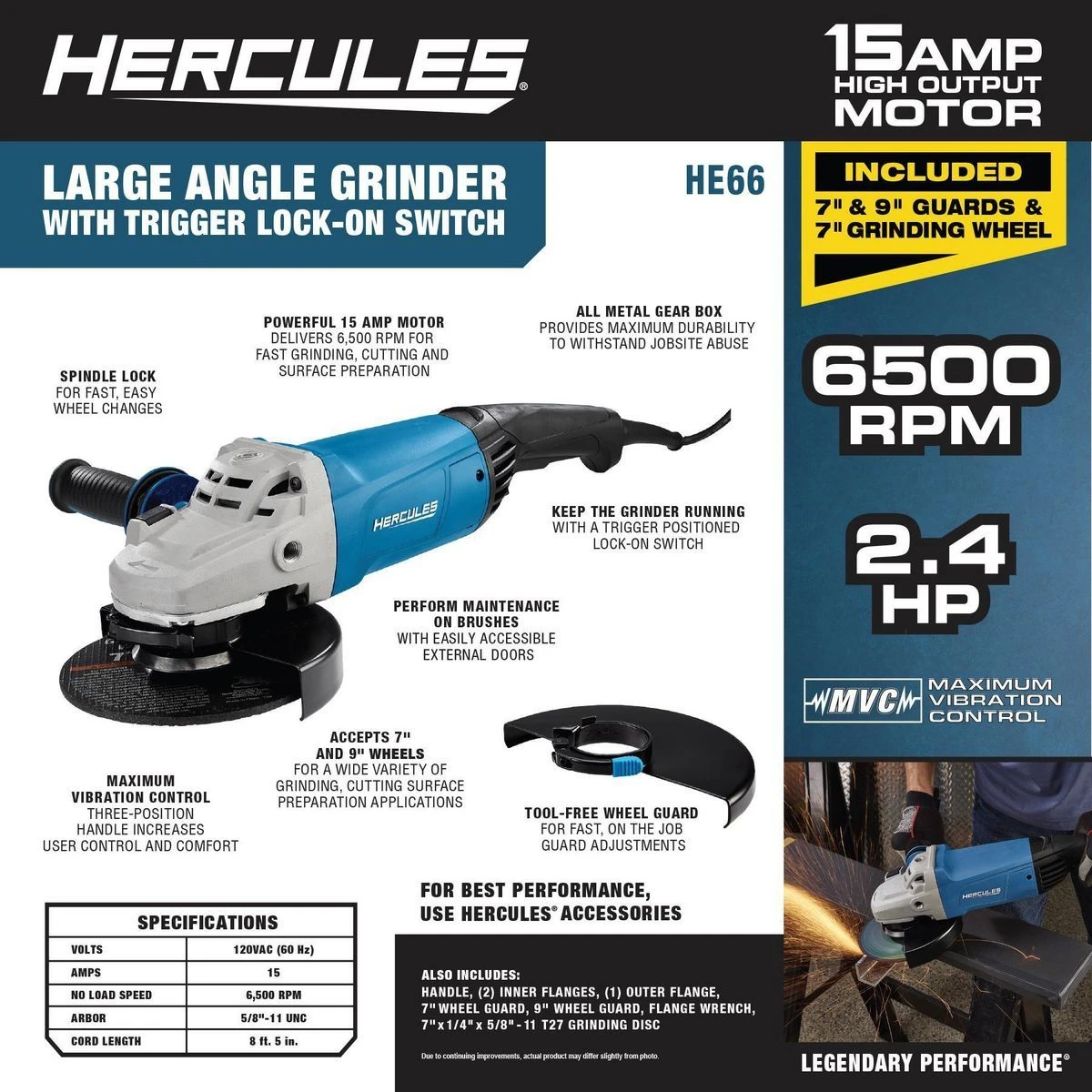 Brand new ✨ HERCULES 15 Amp 7 in./9 in. Trigger Grip Angle Grinder ✨ 5 Brand new ✨ HERCULES 15 Amp 7 in./9 in. Trigger Grip Angle Grinder ✨ - Image 3