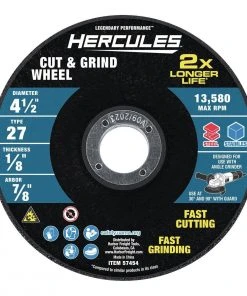 Wholesale ๐ HERCULES 4-1/2 in. x 1/8 in. x 7/8 in. Type 27 Cut and Grind Wheel โญ