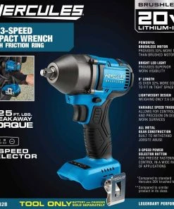 Coupon ⭐ HERCULES 20V Brushless Cordless 3/8 in. Compact 3-Speed Impact Wrench – Tool Only ✨ -Outlet The Power Tool Hub Store 57564 W2SS