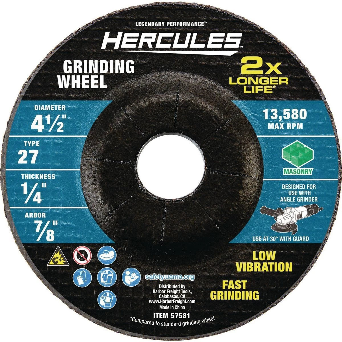 Outlet ❤️ HERCULES 4-1/2 in. x 1/4 in. x 7/8 in. Type 27 Masonry Grinding Wheel ✨ 3 Outlet ❤️ HERCULES 4-1/2 in. x 1/4 in. x 7/8 in. Type 27 Masonry Grinding Wheel ✨