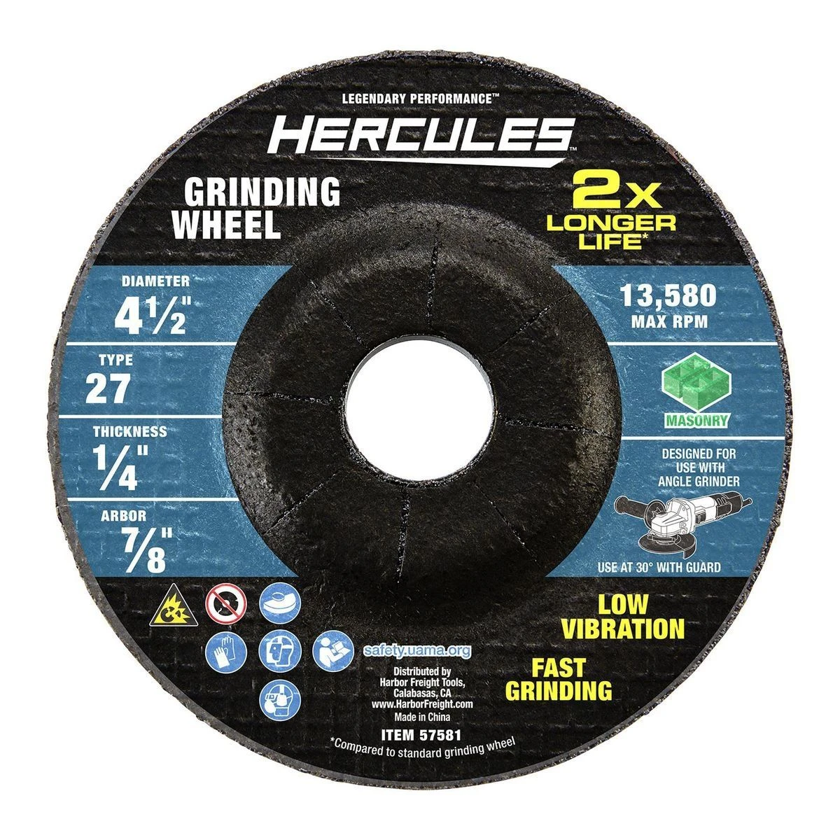 Outlet ❤️ HERCULES 4-1/2 in. x 1/4 in. x 7/8 in. Type 27 Masonry Grinding Wheel ✨ 4 Outlet ❤️ HERCULES 4-1/2 in. x 1/4 in. x 7/8 in. Type 27 Masonry Grinding Wheel ✨ - Image 2