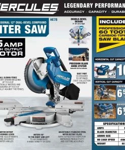 Outlet 👍 HERCULES 12 in. Dual-Bevel Compound Miter Saw with Precision LED Shadow Guide ✨ -Outlet The Power Tool Hub Store 57675 W2SS 1