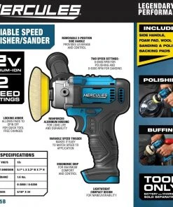 Top 10 ✨ HERCULES 12V Cordless Variable Speed Polisher/Sander - Tool Only 🎉 -Outlet The Power Tool Hub Store 57735 W2SS