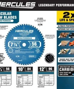 New 🎁 HERCULES 10 in., 84T Laminate/Plastics/Non-Ferrous Metal Cutting Miter And Table Saw Blade ⌛ -Outlet The Power Tool Hub Store 57941 W2SS