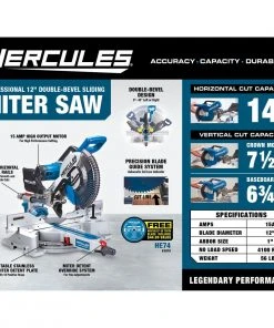 New ✨ HERCULES 12 in. Dual-Bevel Sliding Compound Miter Saw with Precision LED Shadow Guide 💯 -Outlet The Power Tool Hub Store 63978 W2SS