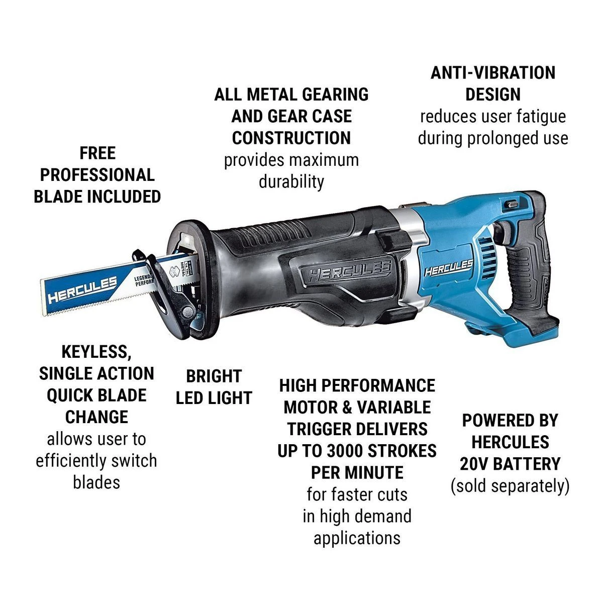 Flash Sale 🌟 HERCULES 20V Cordless Reciprocating Saw - Tool Only ⌛ 7 Flash Sale 🌟 HERCULES 20V Cordless Reciprocating Saw - Tool Only ⌛ - Image 5